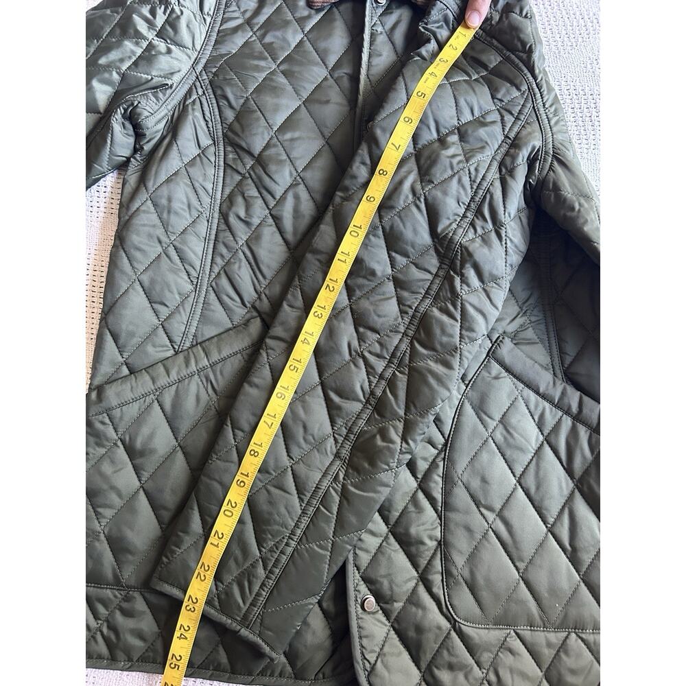 Hunter Women's Green Quilted Jacket Snap Front Pockets Mid-Length Size S - Picture 8 of 9